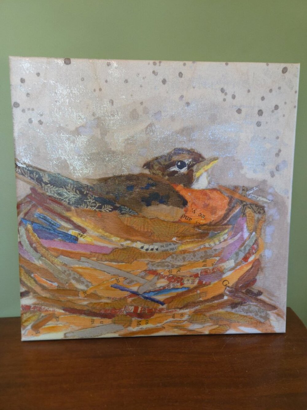 Elizabeth St Hilaire "The Nest" Textured Hand-Embellished Giclée 20x20 Canvas